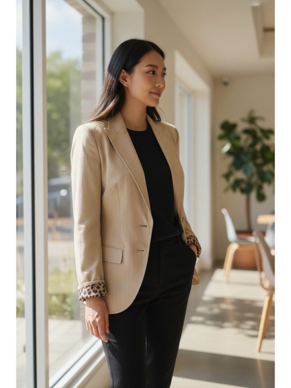 Dolce & Gabbana Womens Vintage Blazer Tan Cheetah Print Lining Sz 38 Luxury EUC